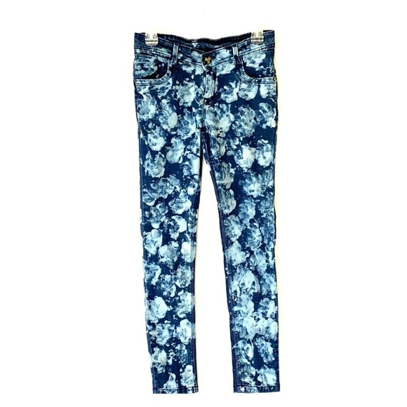 ZOLA Sz 2 Skinny Denim Jeans w/ Abstract Print - Picture 1 of 4